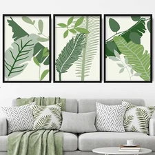 Set of 3 TROPICAL LEAVES Deco Gallery Wall Art Print Poster Botanical Set 1