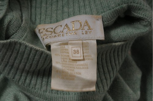 Escada Womens Argyle Print Sweater Vest US 8 DE 38 Mint Green Tan Wool Cashmere - Picture 12 of 13