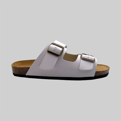 Sandalen Schnallen Pantoletten Herren Meer Leder Weiß Made in Italy Handwerker Toskana