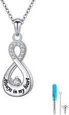 Sterling Silver Urn Necklace for Ashes Memorial Keepsake Always in My Heart Gift