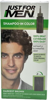 Just For Men Shampoo In Hair Color H-50 Darkest Brown New Unopened Free Shipping