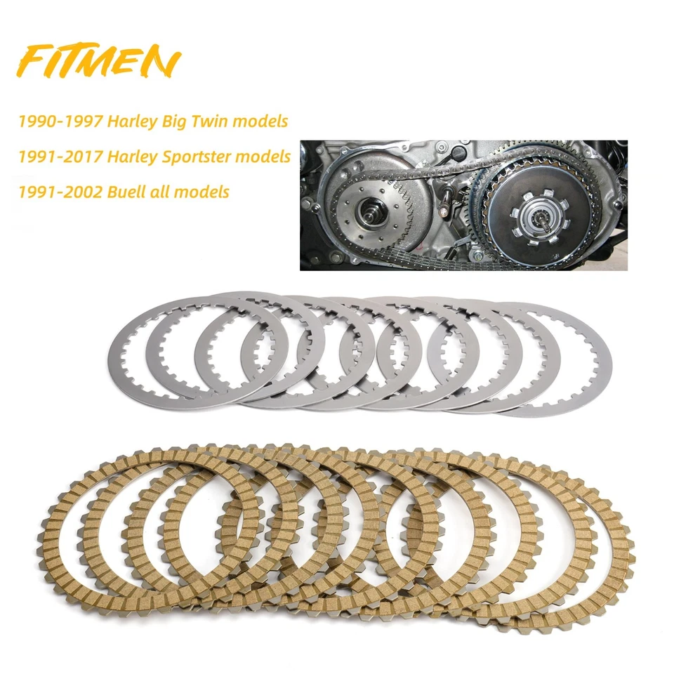 Placas de aço Big Twin extra fricção embreagem para 90-97 Touring Dyna Buell 91-02 - Imagem 3 de 4