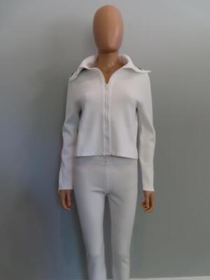 Christian Dior White Pique/Navy Trim Sailor Collar Track Jacket F