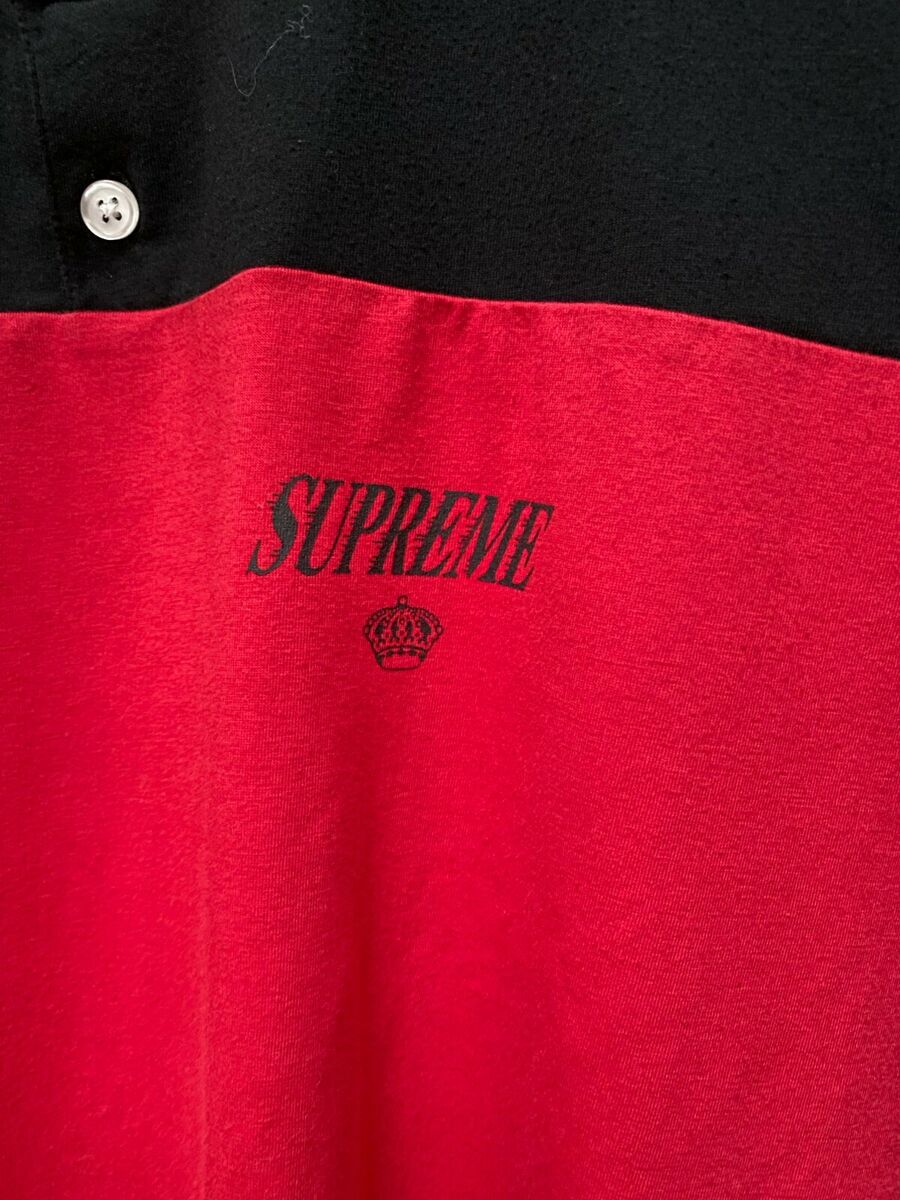 PREOWNED SUPREME CROWN 2 TONE LONG SLEEVE HENLEY TEE BOX LOGO SIZE