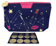NEW Estee Lauder Navy Blue Gold Cosmetic Makeup Bag- Lips Lipstick  Stars