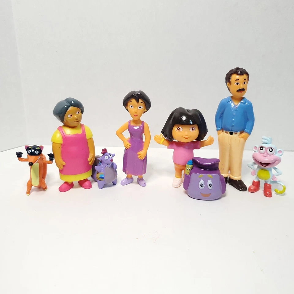 8 - Dora La Exploradora + Familia Mini 2" PVC Cake Topper Figuras Lote DAÑOS Foto 2 de 4