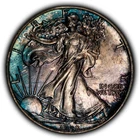 1988 1 oz Silver American Eagle - PQ Neon Rainbow Toning - BU - SKU-E3582