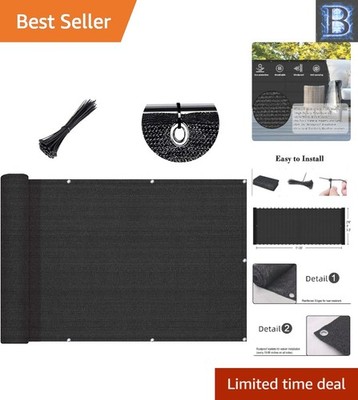 3.3'x19.7' Multi-Purpose Black Privacy Fence with UV Protection and Grommets