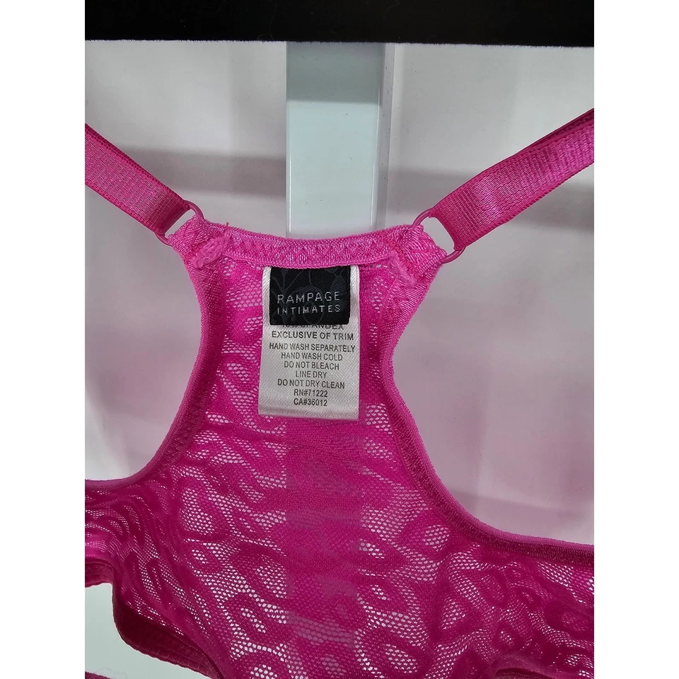 Sujetador Camiseta Sujetador Vintage Y2K Rampage Intimates Talla 34D Cierre Frontal Rosa Leopardo Encaje Foto 3 de 4