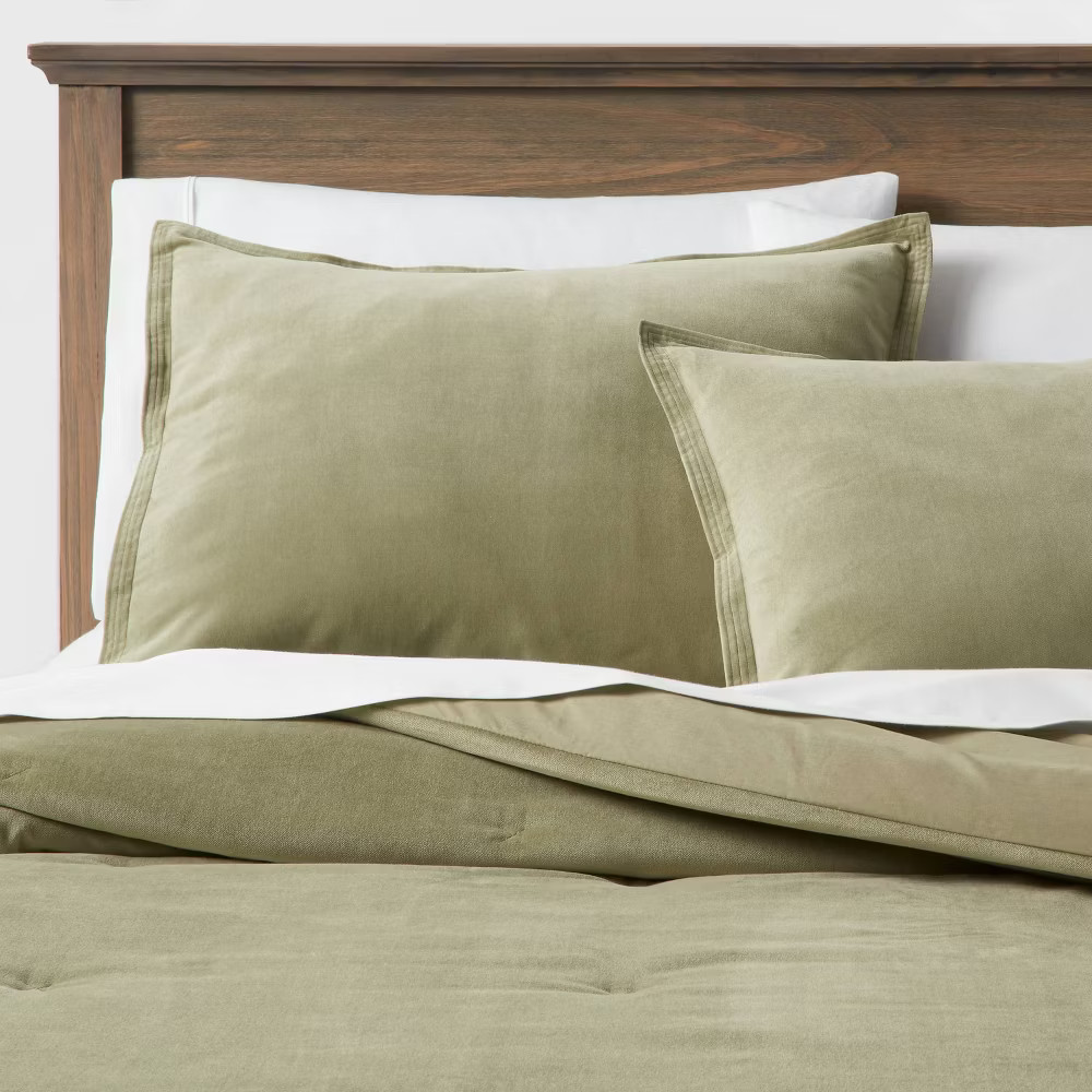 FullQueen Cotton Velvet Comforter - Sham Set Green - Threshold 7290₽