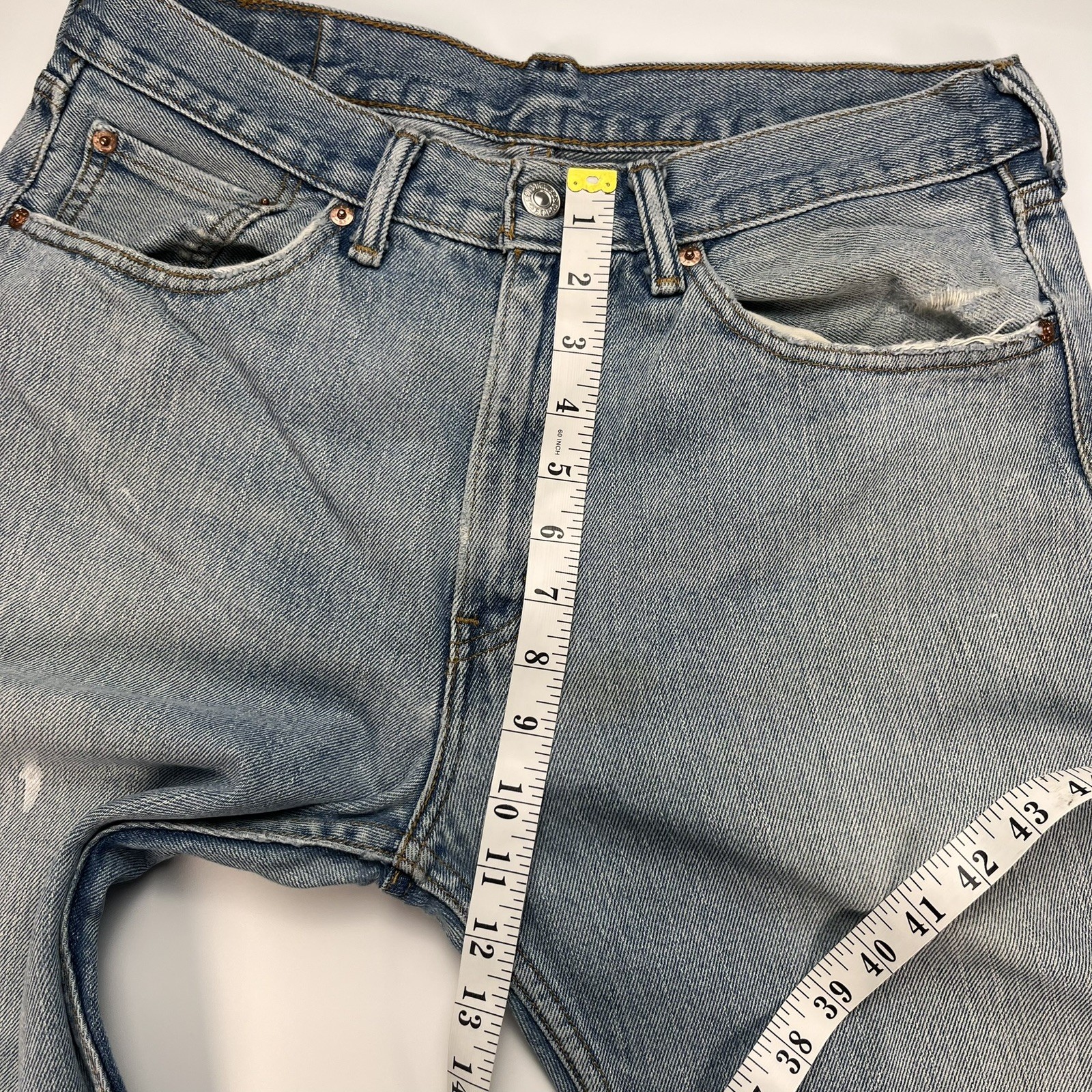 Levis 505 Jeans Mens W33 L32 Blue Regular Fit Denim Trousers Premium 100% Cotton image 10