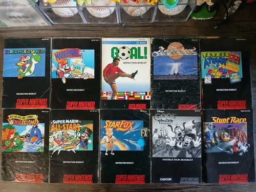 10 SNES Manual's Only. Super Mario World, Star Fox, ActRaiser, Stunt Race Fx Ect