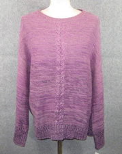 Style & Co Marled Purple Braided Trim Sweater Size Large NWT