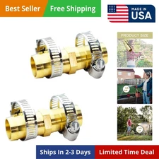 2 Pack 5/8 Inch Aluminum Garden Hose Connector with Stainless Steel Brass