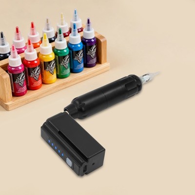 Tattoo Maschine Set Wireless Complete Kit Rotary Pen with 1500mAh Battery Car...