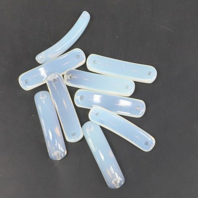 20pcs Artificial Opal Stone Bend Pipe Bracelet Making DIY Jewelry 36x10x7mm