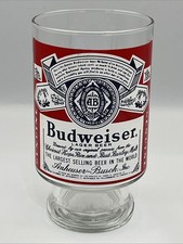 Vintage 32 oz Anheuser Busch Budweiser Footed Pedestal Glass Mug No Chips 6.75”