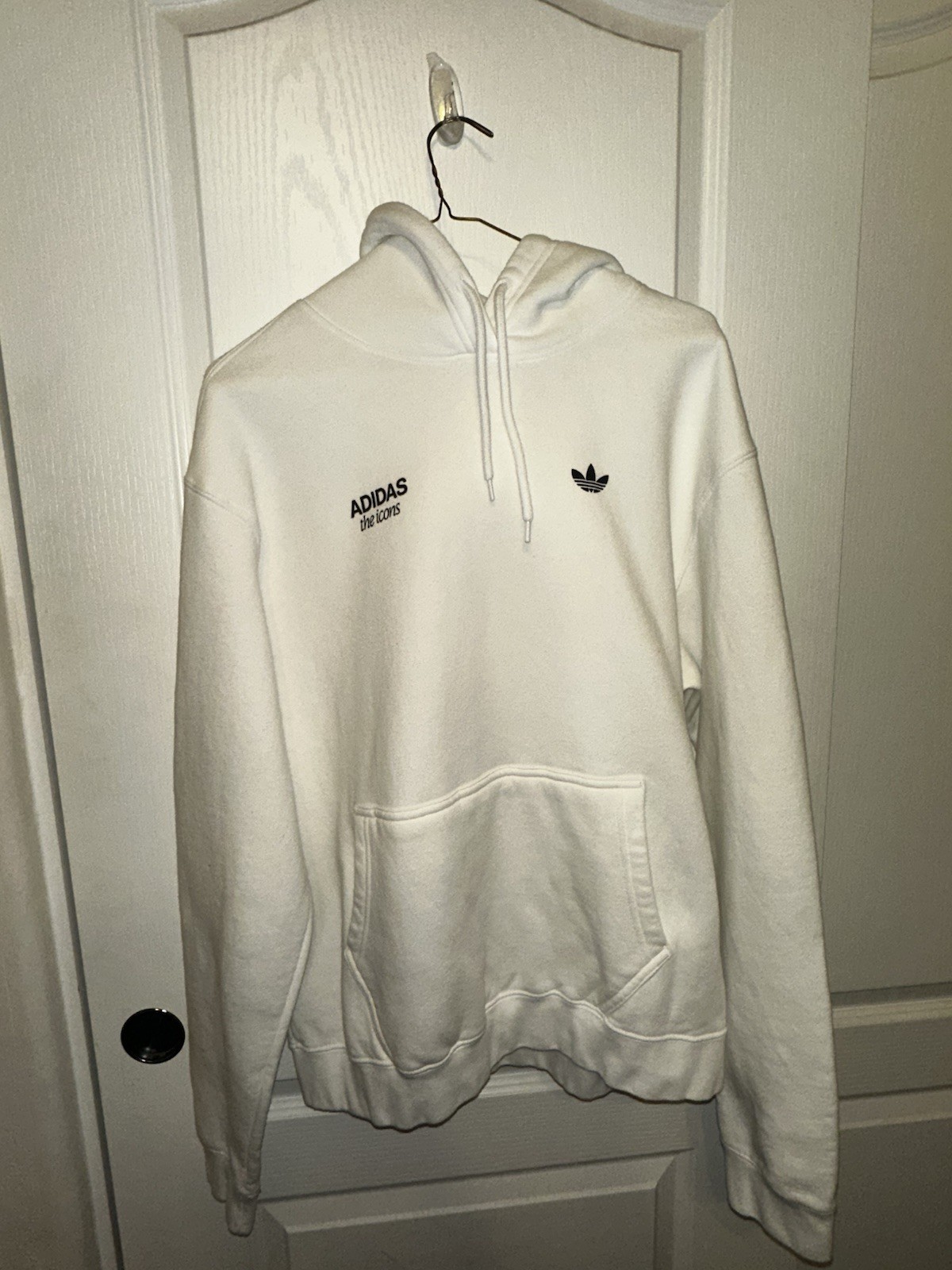 adidas Men's White  Fleece Pullover Hoodie Size Large, Stan Smith Sole