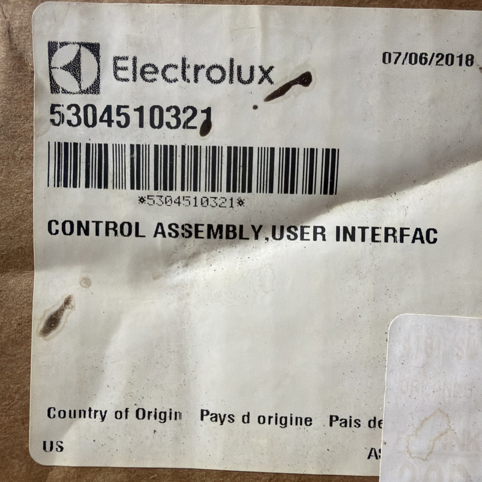 FRIGIDAIRE REFRIGERATOR DISPENSER CONTROL BOARD PART # 5304510321