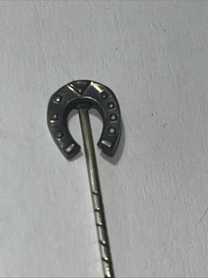 Horseshoe silver Lapel, Tie Pin Badge. Inscribed JPH Silver, Equestrian, vintage