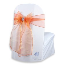 10 pcs Organza Chair Cover Bow Sash 108"x8" - Orange - w/ Bow Covers Wedding ao