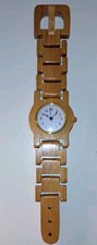 Vtg Folding Wooden Wrist Watch Wall Desk Cloc...
