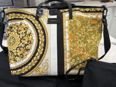 Authentic Versace Barocco Print Diaper Bag Set - Tote, Pouch, Mat & Dust Bag