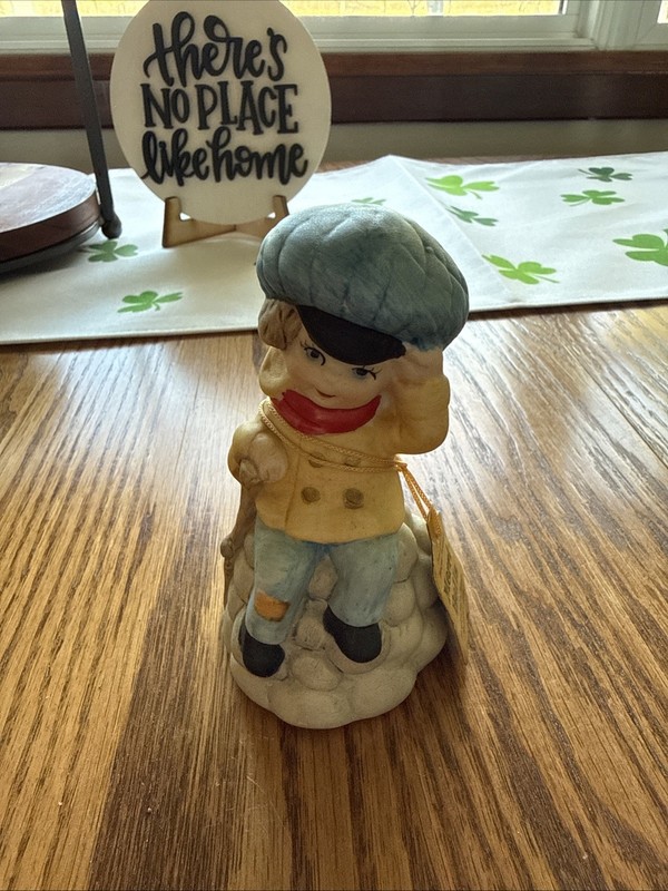 Vintage 1978 Jasco MerriBell Boy Sitting On Stones