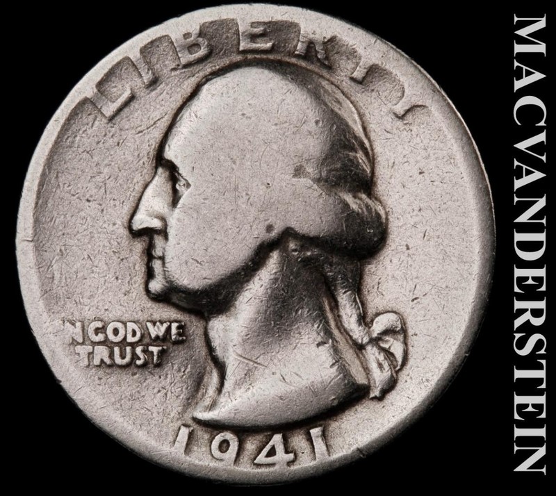 1941 Silver Washington Quarter - Scarce  Better Date  No Reserve  #L4862