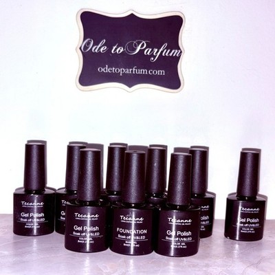 Tecanne Long-Lasting 9 Gel Nail Polish Lot Bundle Base + Color Soak-Off UV + LED