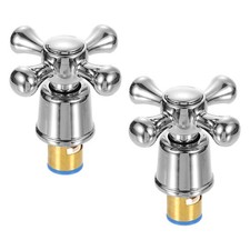 2Pcs Faucet Tap Handle Faucet Knob Alloy Cross Faucet Tap Replacement Silver