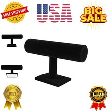 Black Velvet T-Bar Jewelry Display Stand Bracelet Necklace Holder for Home ...