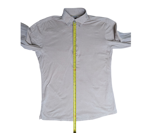 Hugo Boss Mens Casual Fit 1/4 button Beige Button up Long Sleeve Shirt- Size M - Picture 5 of 6