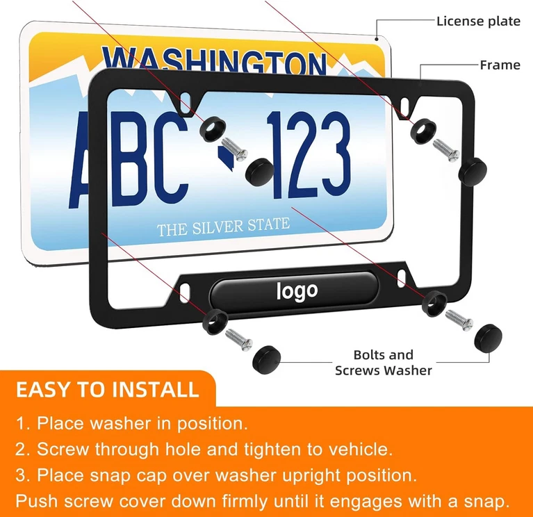 Marcos de matrícula Mercedes Benz o AMG con tapas de válvula/con todo el hardware Foto 4 de 4