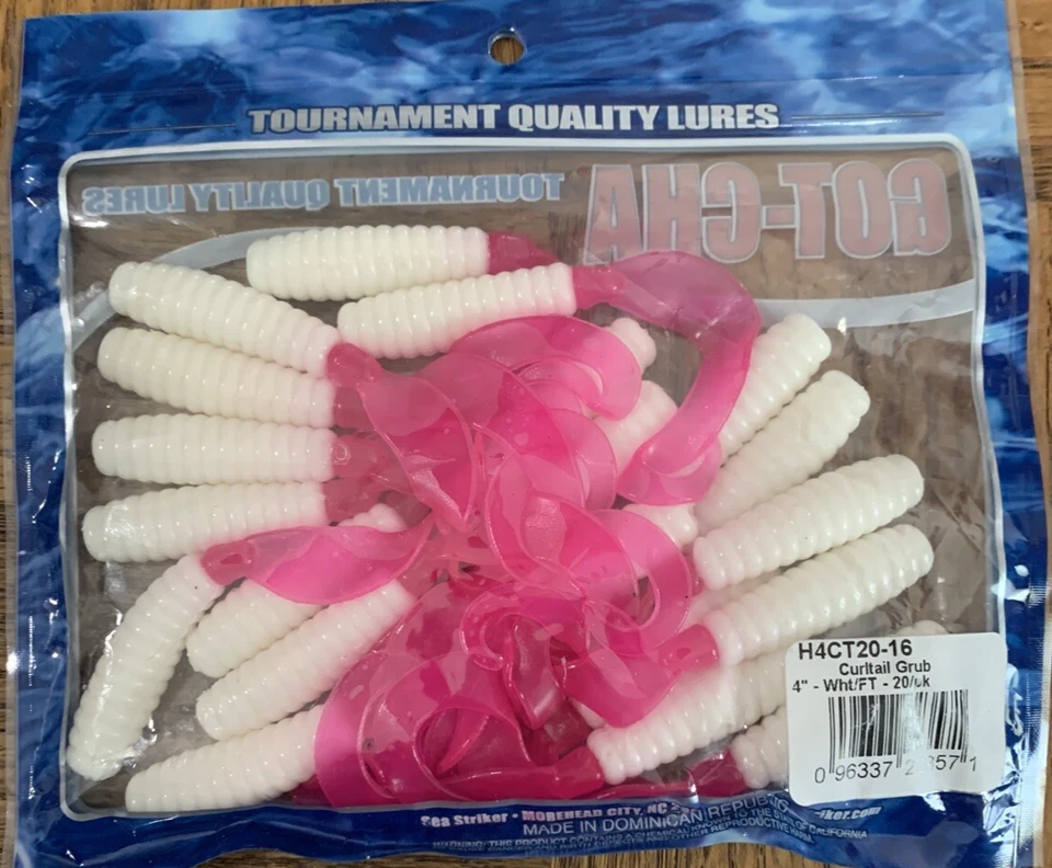 Got-Cha #H4CT20-16 4" Lures Curltail Grub White FT-1pk 20pcs-NEW-SHIPS N 24 HRS - Image 3 of 4