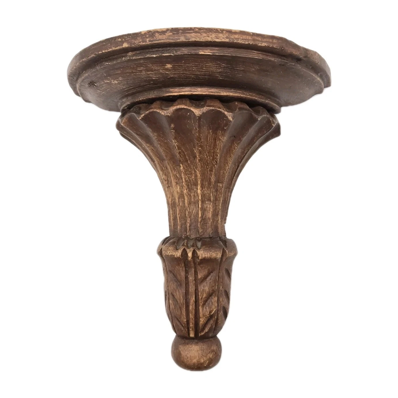 Decorative Fluted Carved Wood Wall Shelf