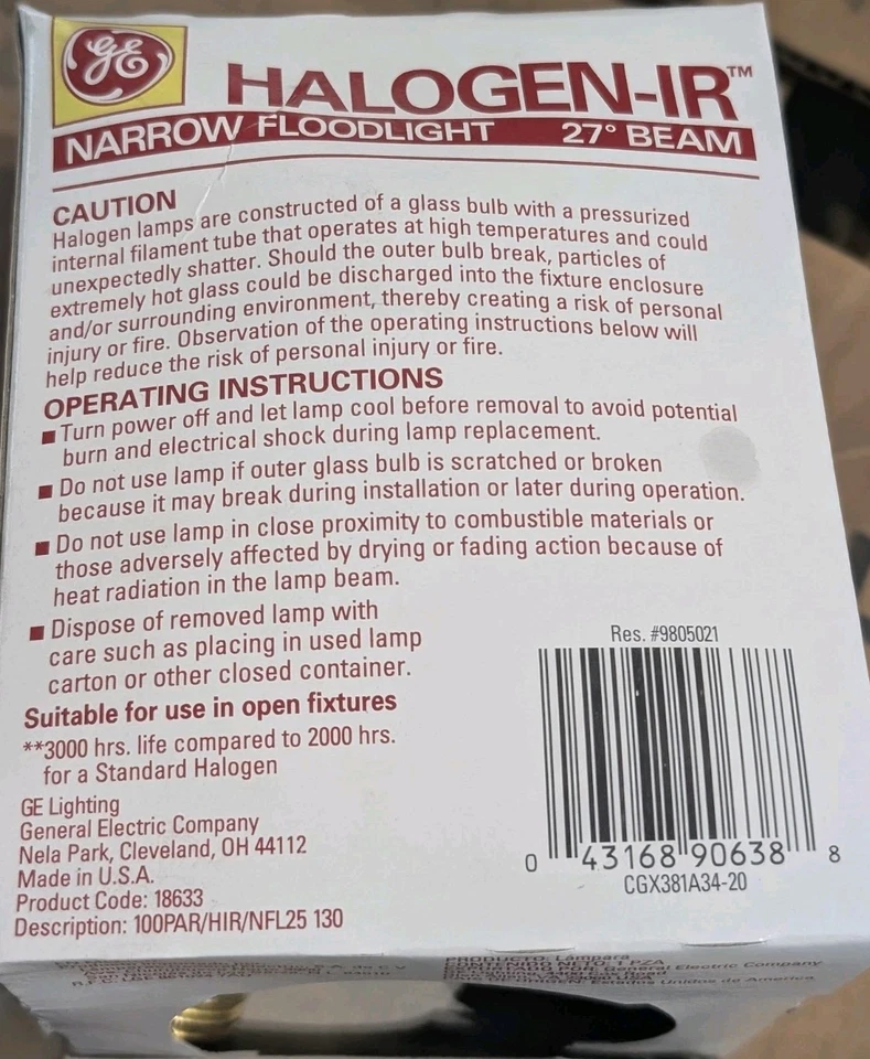 Proyector GE 18633 Par38 88w 100w 100PAR/HIR/FL25 Foto 2 de 3