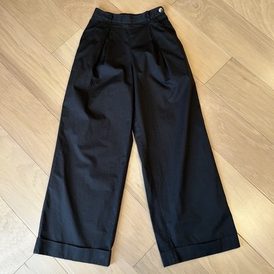 Doen Hilaire Cotton High Waist Wide Leg Cuff Palazzo Trousers Women s 2