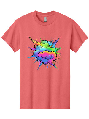 Rainbow-Explosion-Cloud-1 Mens Graphic Tee, 100% Cotton, Casual Summer Wear