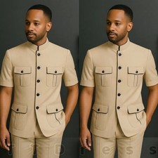 Men Suits Short Sleeves African Style Formal Outfit for Wedding Suit Set for Man