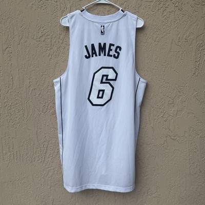 Adidas LeBron James #6 Miami Heat White Hot NBA Jersey Size Large