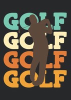 Notizbuch A4 Kariert Softcover Vintage Golfspieler Logo Retro 120 Seiten Din A4