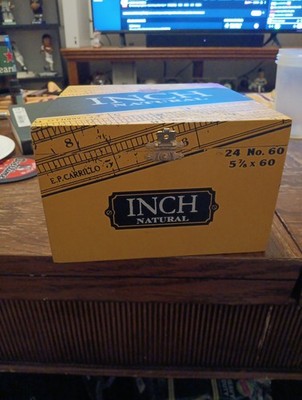 E. P. Carrillo Inch - Natural No. 62 Empty Wood Cigar Box yellow 7x6x4.5