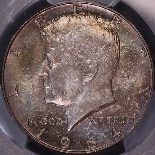 1964 P Kennedy Half Dollar PCGS MS65, Toned, FREE SHIPPING