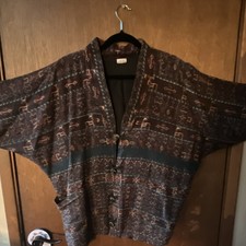 Handwoven , ikat jacket with vintage coin but...