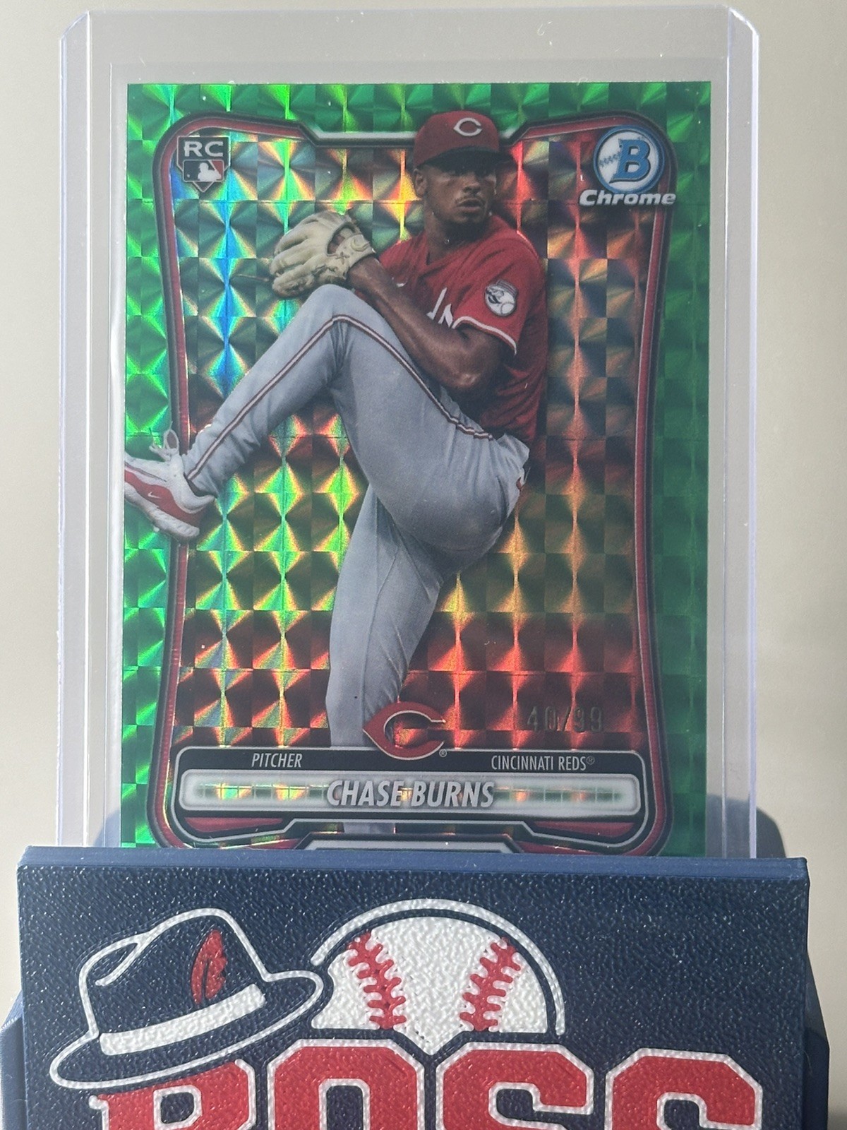 2026 Bowman Chrome Chase Burns RC #27 Green Geometric /99 Reds