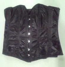 Burleska Black Satin Overbust Corset Steel Boned NWT Gothic PinUp Goth Size 36
