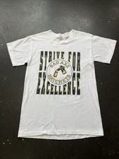 Vintage 80s Bad Axe MI Hatchets High School Single Stitch Shirt White M USA Made
