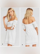 SHOW ME YOUR MUMU Hartley Mini Dress Verona Lace White Off-the-Shoulder, Medium