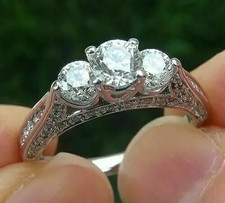 4.00 Ct Round Cut Moissanite Engagement Ring 14K White Gold Plated